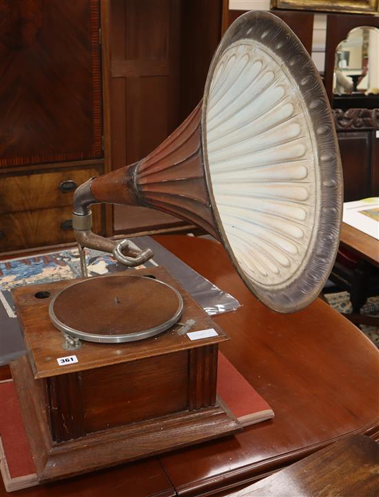 A 1930s oak cased gramophone